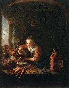Gerard Dou Woman Pouring Water into a Jar oil on canvas